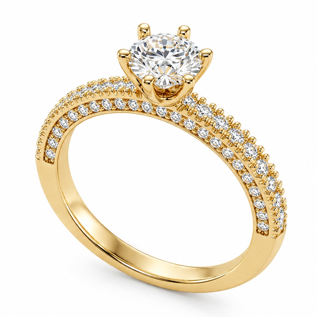 RING Solitaire SENZIO Collection in K9 Yellow Gold with Zircon Stones 3KOR.RI4696 - 